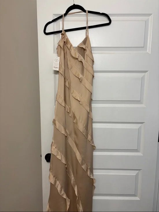Show Me Your MuMu Beige Ruffle Maxi Dress - Picture 1 of 5